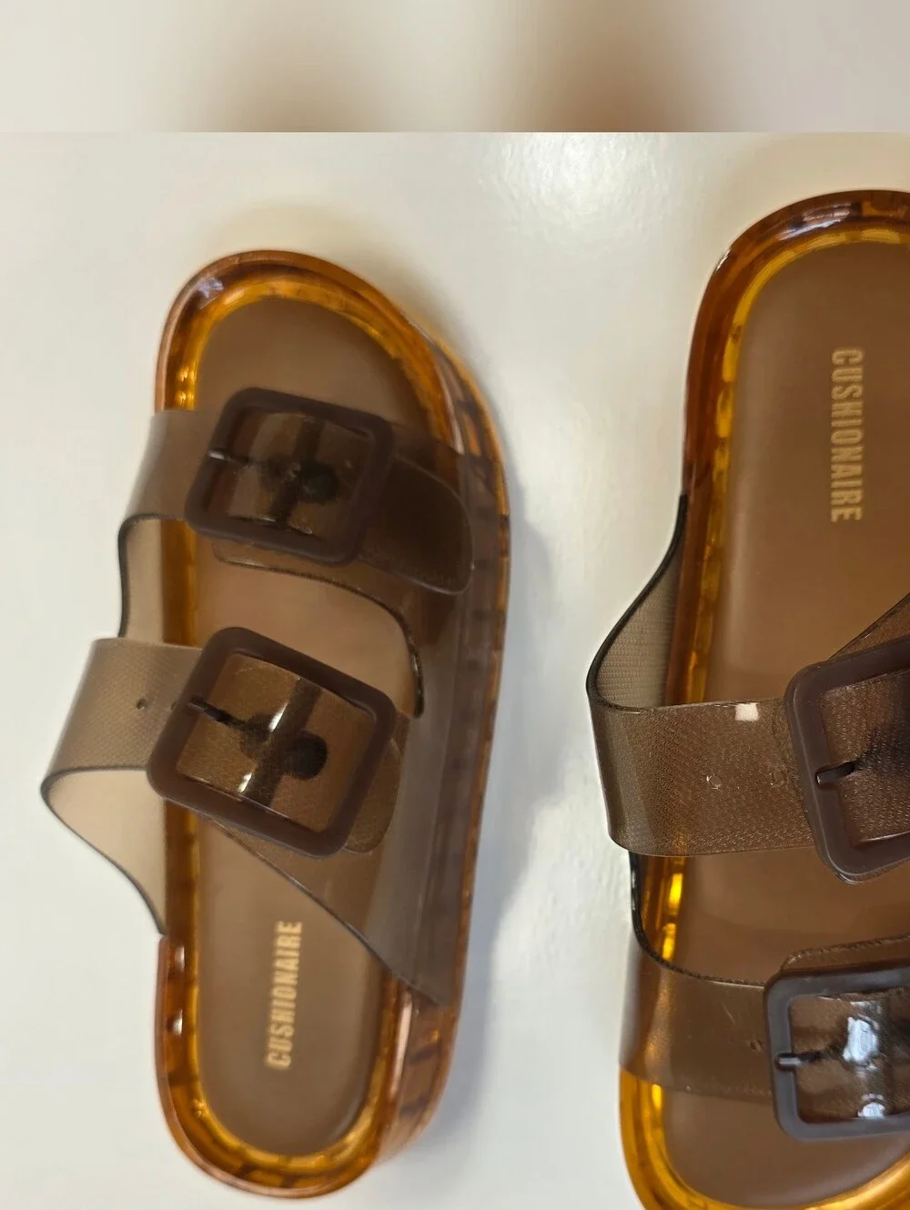 Cushionaire Amber Jelly Double Buckle Slide Sandals Size 8 - New